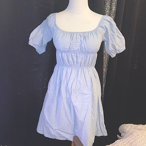Shein Blue Puff Sleeves Sun Dress